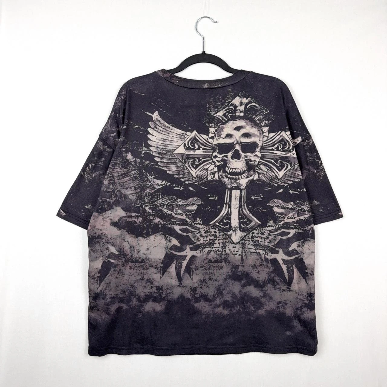 Camiseta de impresión gráfica de calavera vintage color carbón L – photo 2